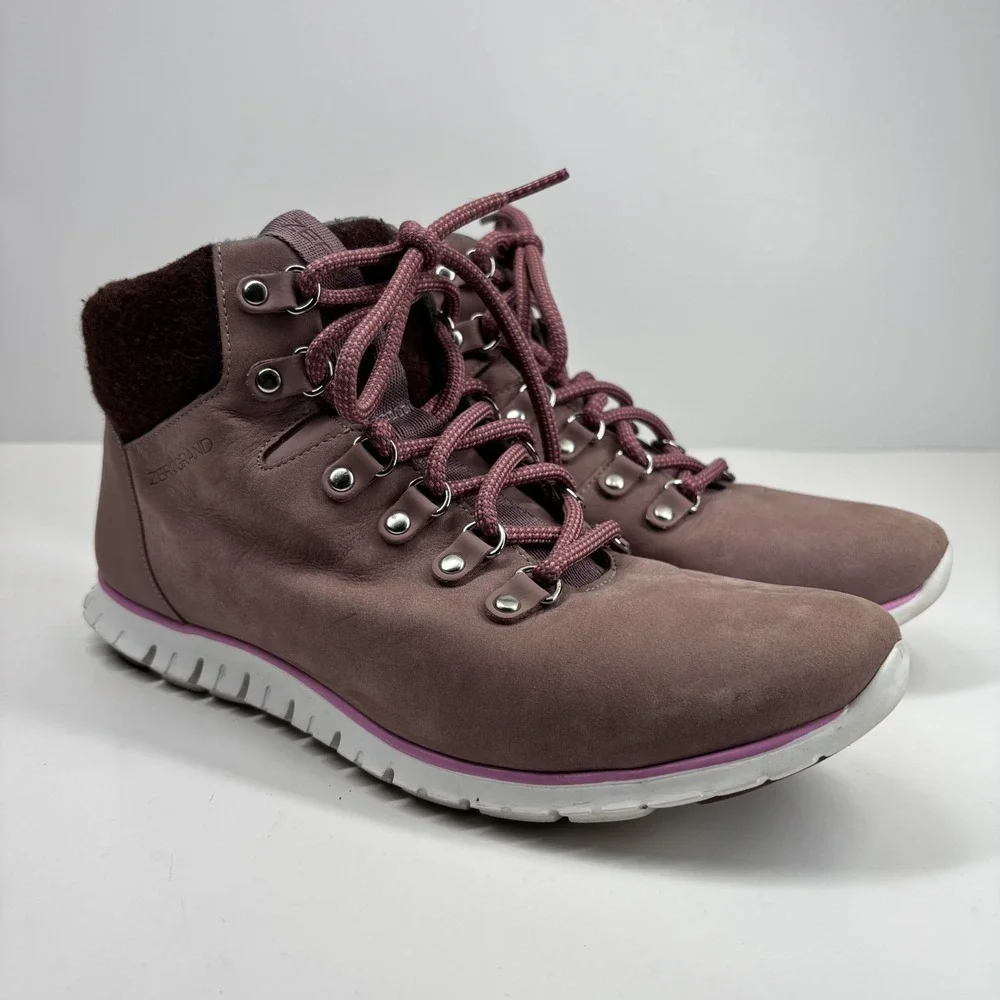 Cole Haan ZERØGRAND Women's 9.5B Mauve/Pink Leather Waterproof Hiker Boot W14044